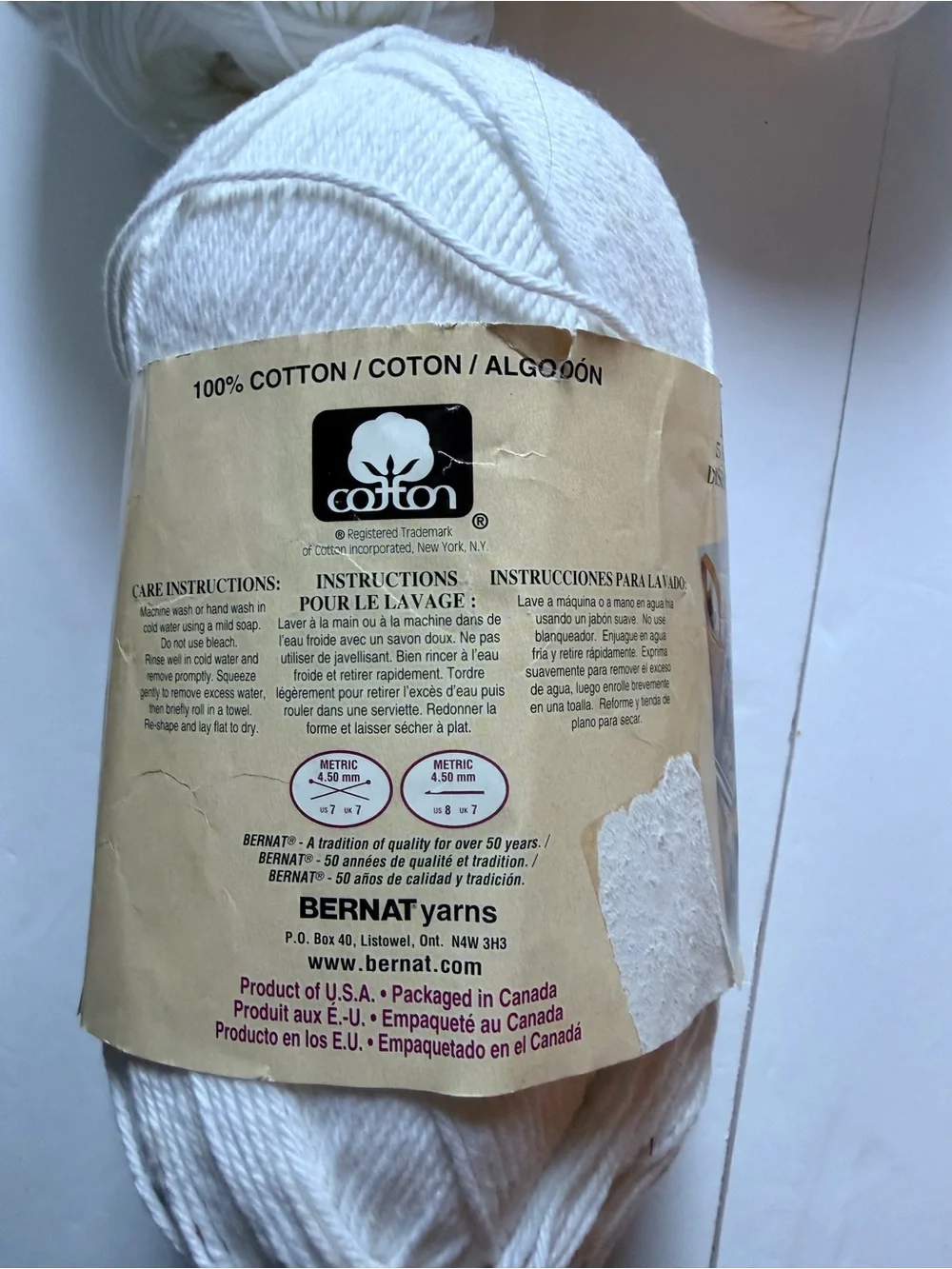 5 Skeins Handicrafter Cotton Yarn - White